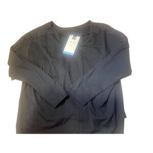 Women's Black Loose Fit Long Sleeve Keyhole Back Top By Member's Mark Size XL